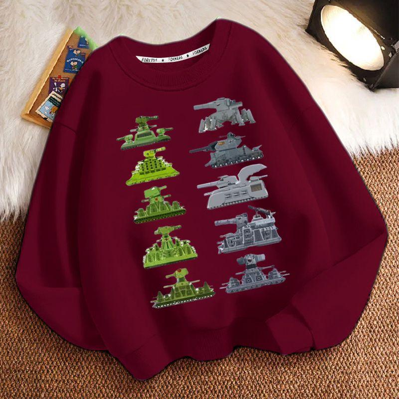 Children's Fashion Tank Sweatshirt for Autumn and Winter, Loose Long-sleeved Sweatshirts for Boys and Girls
