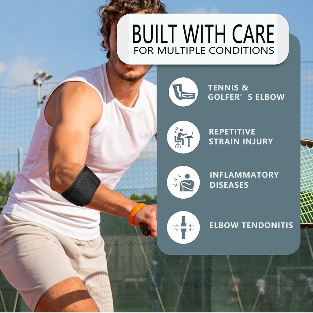 1 Stück Tennisellenbogen-Bandage - Verstellbares Unterarm-Stützband mit Gel-Kompressionspolster, Ellbogenband für Schleimbeutelentzündung, Golfer, Sehnenentzündung