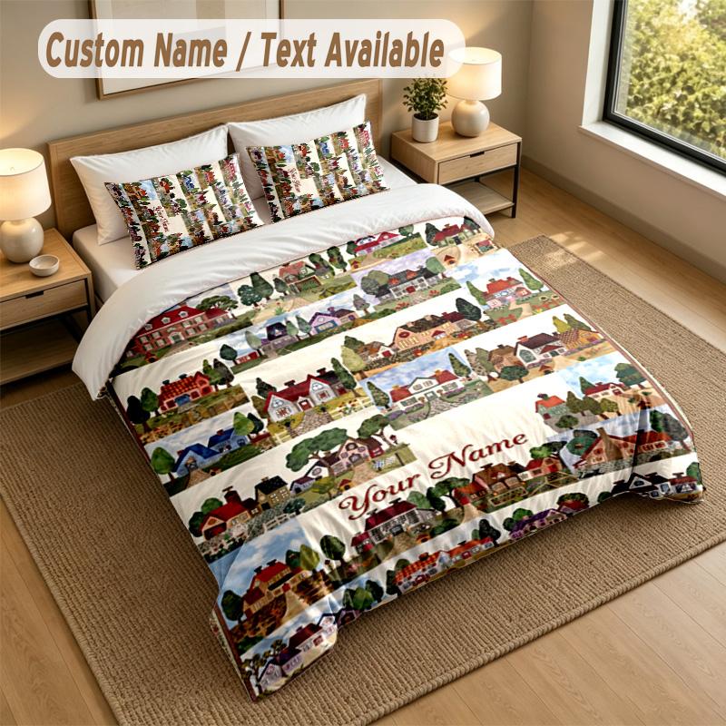 Decorative Artwork Theme Personalized 3Pcs Bedding Set Custom Text & Name 1 Sheet 2 Pillowcases Household Bedding 1pc