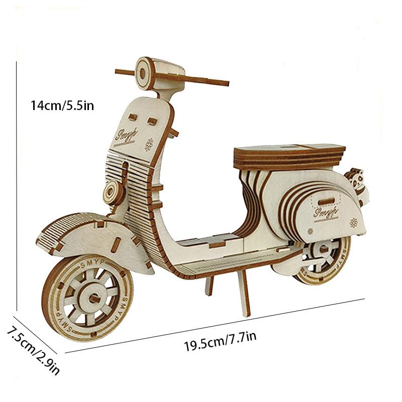 1set DIY Wooden Model Kit 3D Puzzle Assembly Wood Craft Ornament for Bedroom & Living Room Decor