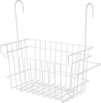 Bathroom Hanging Basket, Slim Towel Hanger with Accessory Hooks, 34.5cm Wide X 16.5cm Deep X 33.5cm High, White, Bathroom Storage Rack, Tsubame
