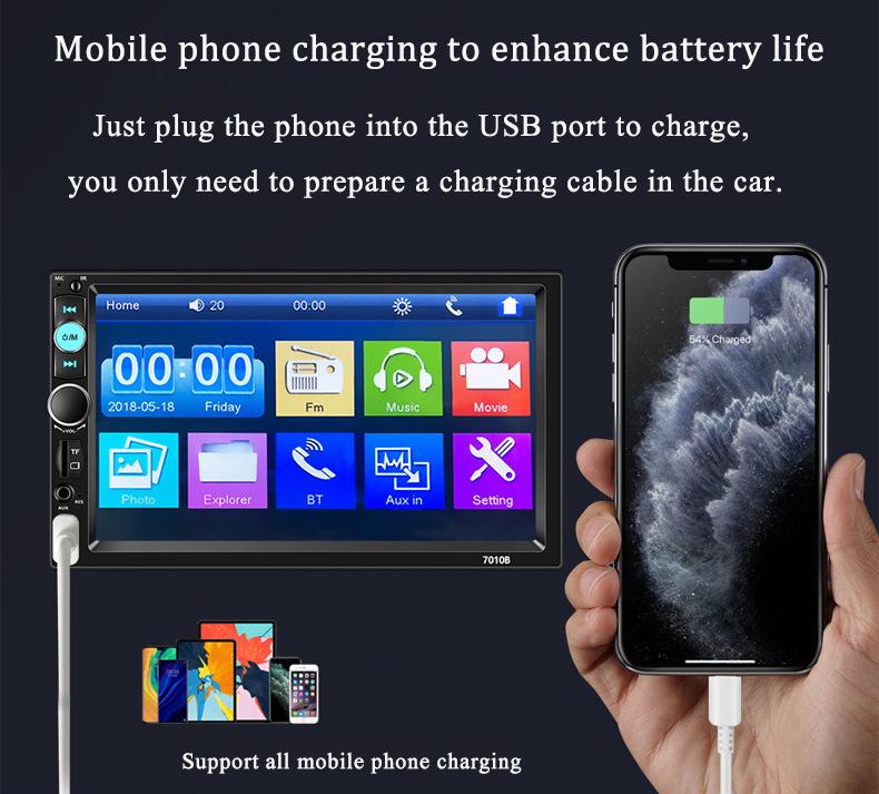 7-Inch Double Din Car Multimedia CarPlay Central Control Bluetooth Radio MP5 Player