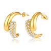 European & American Style Zirconia 18K Gold-Plated Stainless Steel Stud Earrings for Women