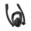 Full-Face Snorkel Mask for Adults and Children, Anti-Fog, 180-Degree Ultra-Wide Angle, Double Snorkel, and Goggles (Black, S/M)