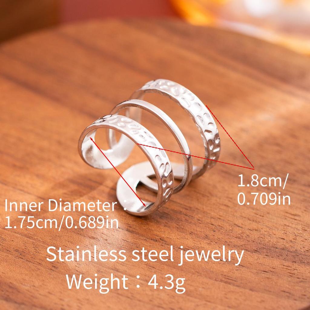 Stainless Steel Adjustable Open Ring - Colorfast Titanium Jewelry