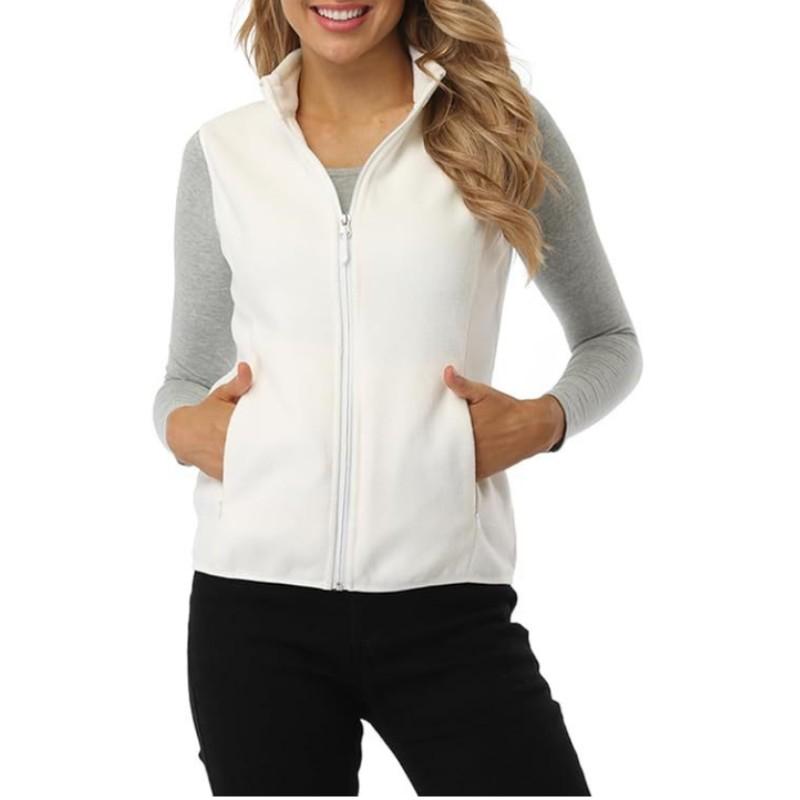 

Женский осенне-зимний однотонный флисовый жилет без рукавов со стойкой, простая флисовая куртка L слоновая кость
