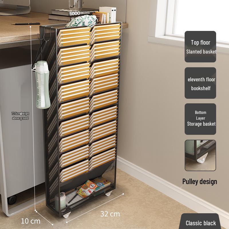 Wrought Iron Movable Edge Bookshelf & Bookend with Children's Side Storage