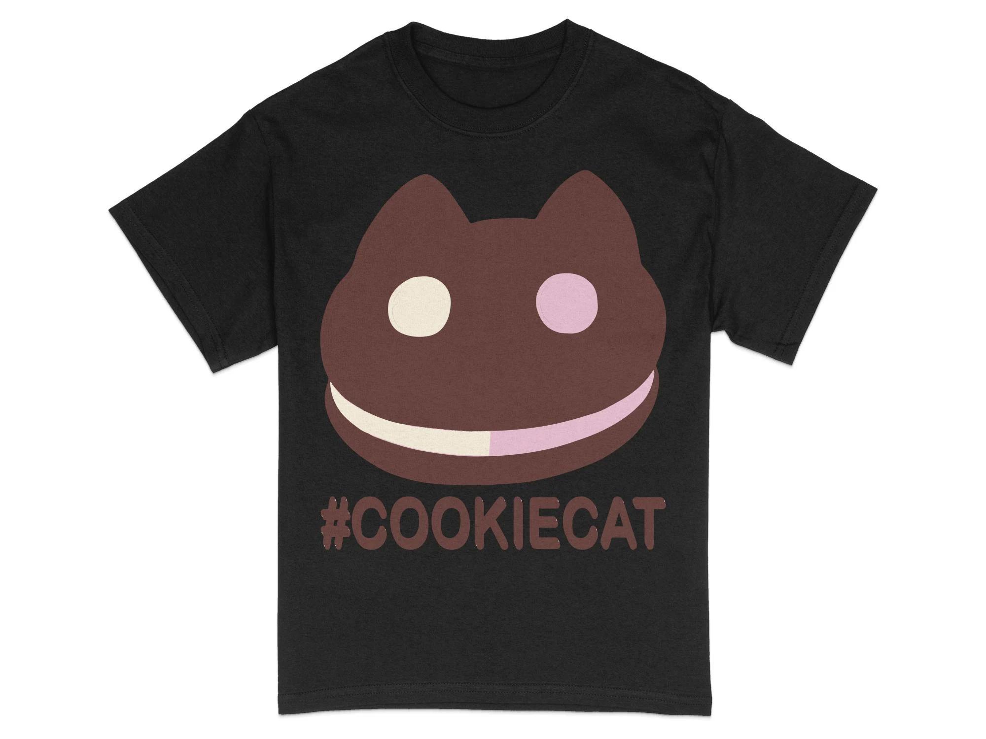 HOT SALE Cute Cookie Cat T-Shirt Unisex Cartoon Cat Lover Tee Soft Cotton Graphic Shirt Casual Trendy Graphic Fashion Tee 3XL