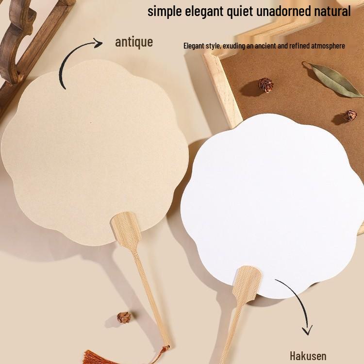 Thickened Xuan Paper Round Fan - Blank Lacquer Fan Kit for Chinese Painting & Calligraphy, Ancient Style, Double-Sided, Ideal for Children