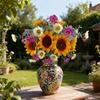 Artificial Sunflower Bouquet for Wedding Bridal Holding Flowers Fake Silk Sunflower with White Small Daisy Flower for Bride Bridesmaid Wedding Party