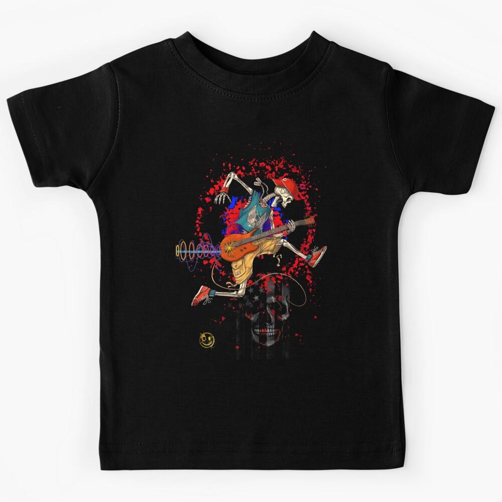 Jump Skeleton Playing Guitar Kids T-Shirt 170