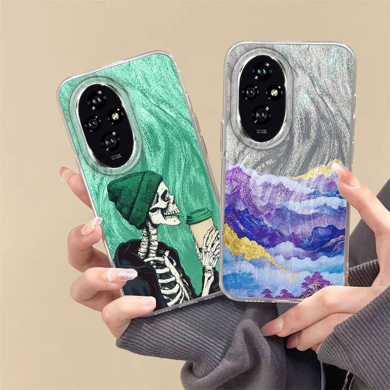 Case For Honor 400 Lite X9c X9a X8a 200 Pro 200 Lite 5G  Phone Cover Advanced Gradient Green Yellow Luxury Protective TPU Bumper