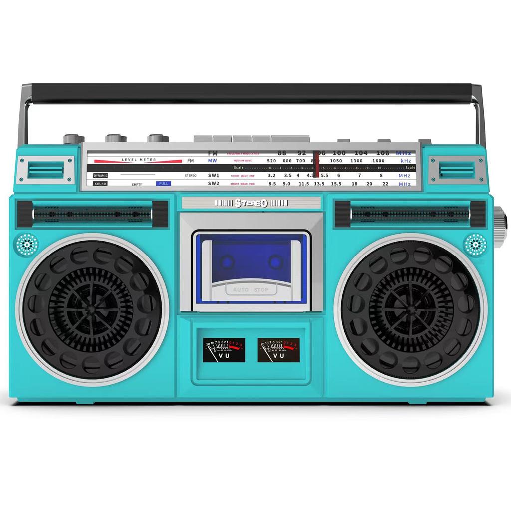 Retro Bluetooth Cassette Player with Dual Speakers and USB Recording