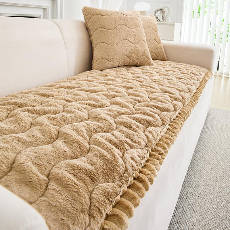 Thick Plush Sofa Cushion Non Slip Winter Warm Sofa Pad Simple Design Soft Cozy Sofa Cover