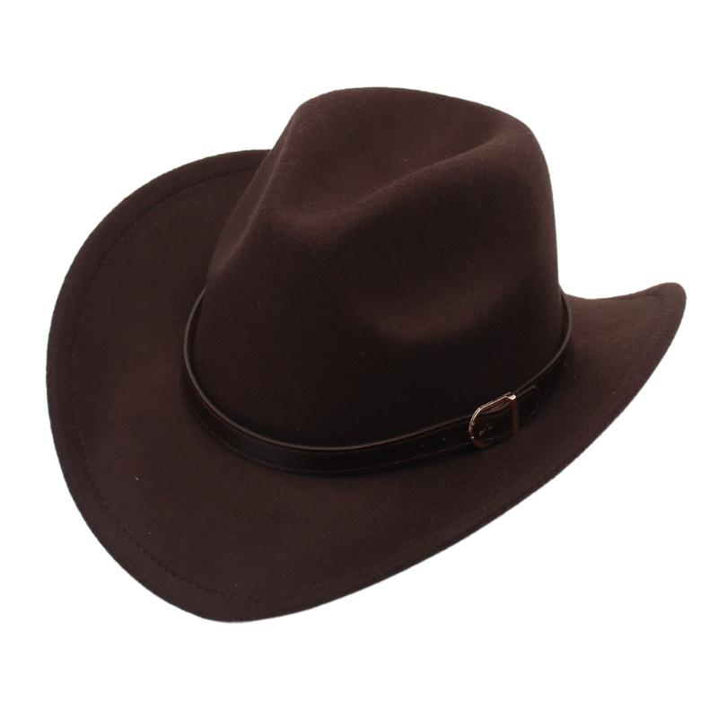 Western Cowboy Hat Upturned Belt Accessories Felt Hat Tibetan Hat Ethnic Style Wear Performance Cashmere Jazz Hat