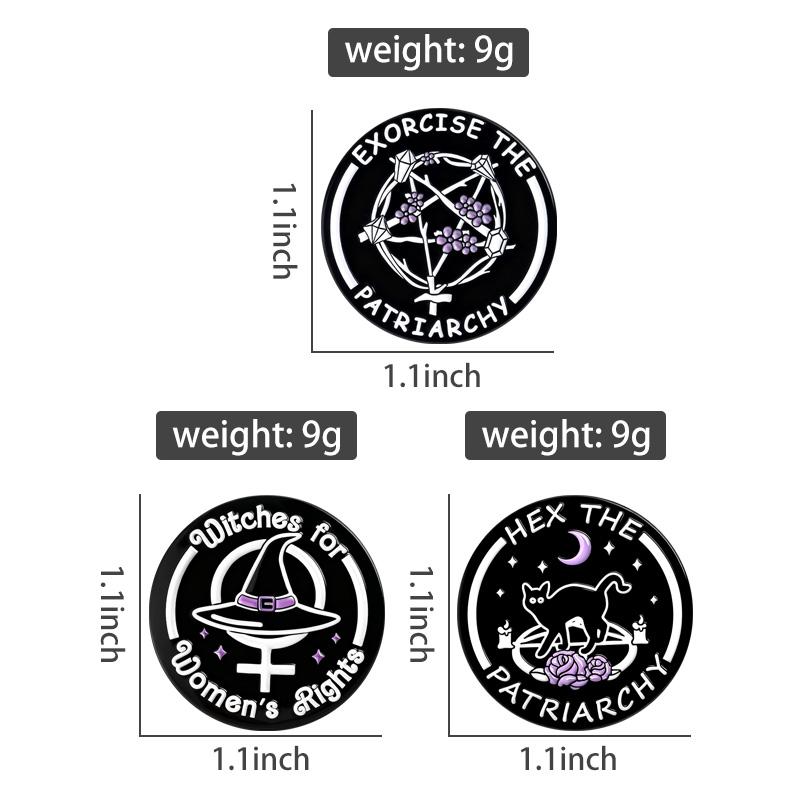 Witchy Feminist Enamel Pins Exorcise The Patriarchy Brooches Lapel Badges Punk Gothic Jewelry Gift for Friends