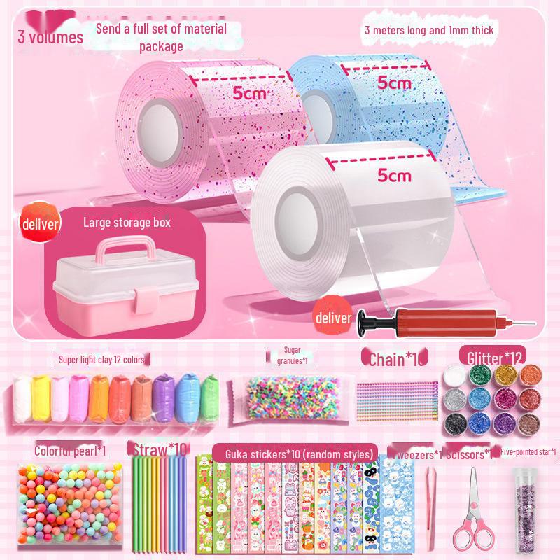 Nano Glue DIY Bubble Blowing Kit with Strong Sticky Double-Sided Tape and Decompression Toy