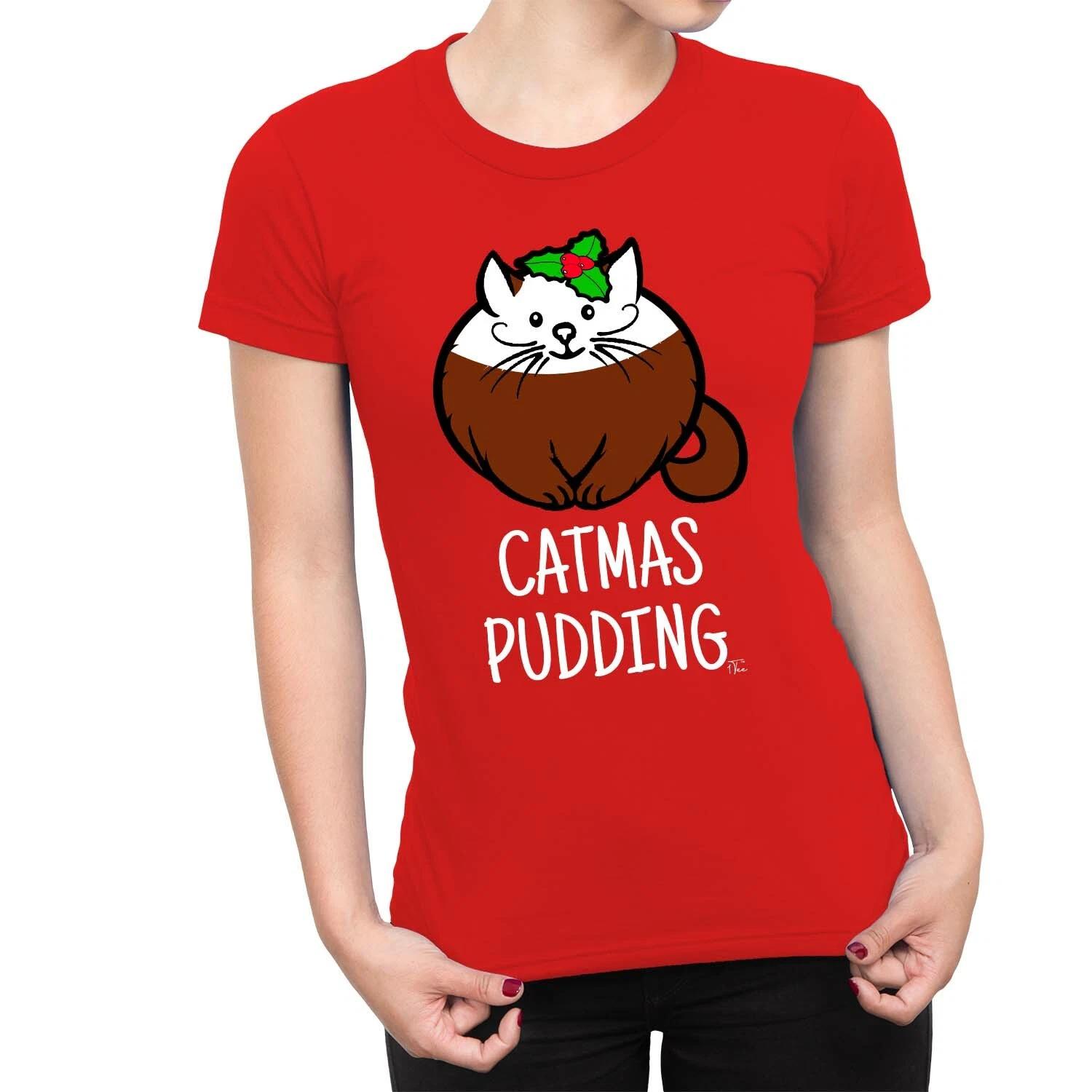1Tee Womens Catmus Pudding Christmas T-Shirt XL