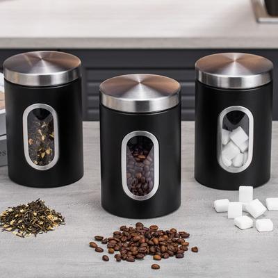 1/3 Stück Edelstahl Vorratsglas Kaffeebohne Teeblatt Zucker Lebensmittel Versiegelter Vorratsbehälter mit Sichtfenster Küche Versiegeltes Glas