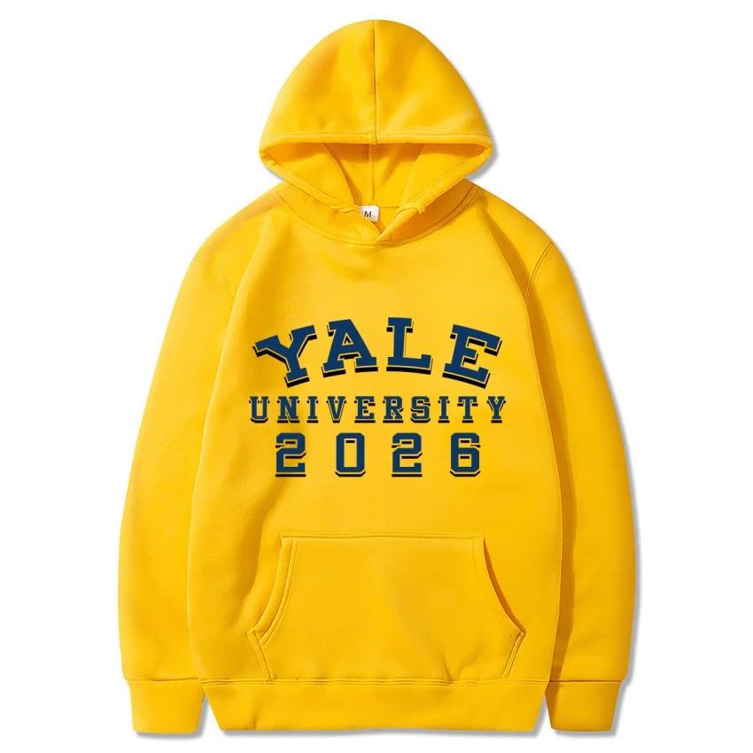 Yale University School Uniform for Autumn and Winter  Classic Solid Color Hoodie Daily Casual Fashion Long Sleeve Warm Hoodie