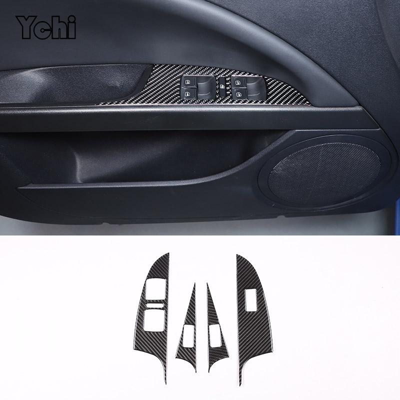For Mazda MX-5 2016+ Matte Real Carbon Fiber Center Control Gear Shift Panel Multimedia Panel Cover Steering Wheel Frame Sticker