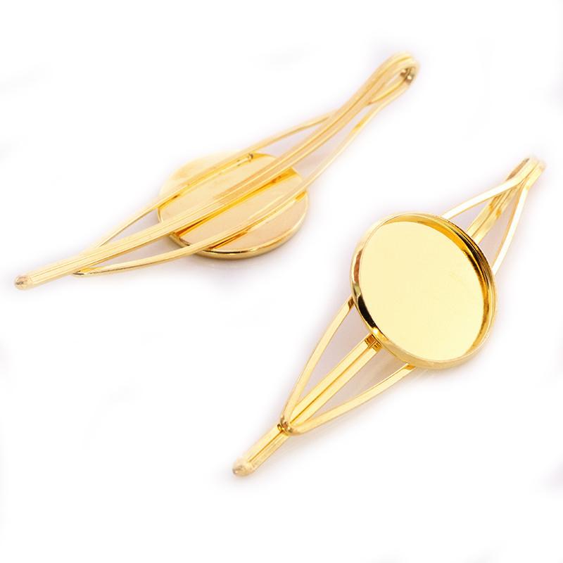 20mm 5pcs High Quality Bronze and Silver Plated 7 Colors Copper Material Hairpin Hair Clips Hairpin Base Setting Cabochon Cameo