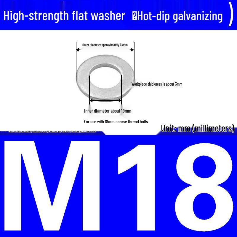 Thickened Hot-Dip Galvanized Washer & Nut Set with Spring Washers, M6-M42