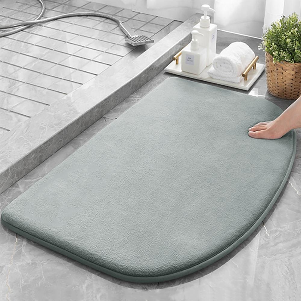 

1шт губчатый большой круглый угловой коврик для ванной, декоративный коврик для двери спальни гостиной 400MMx600MM светло-серый