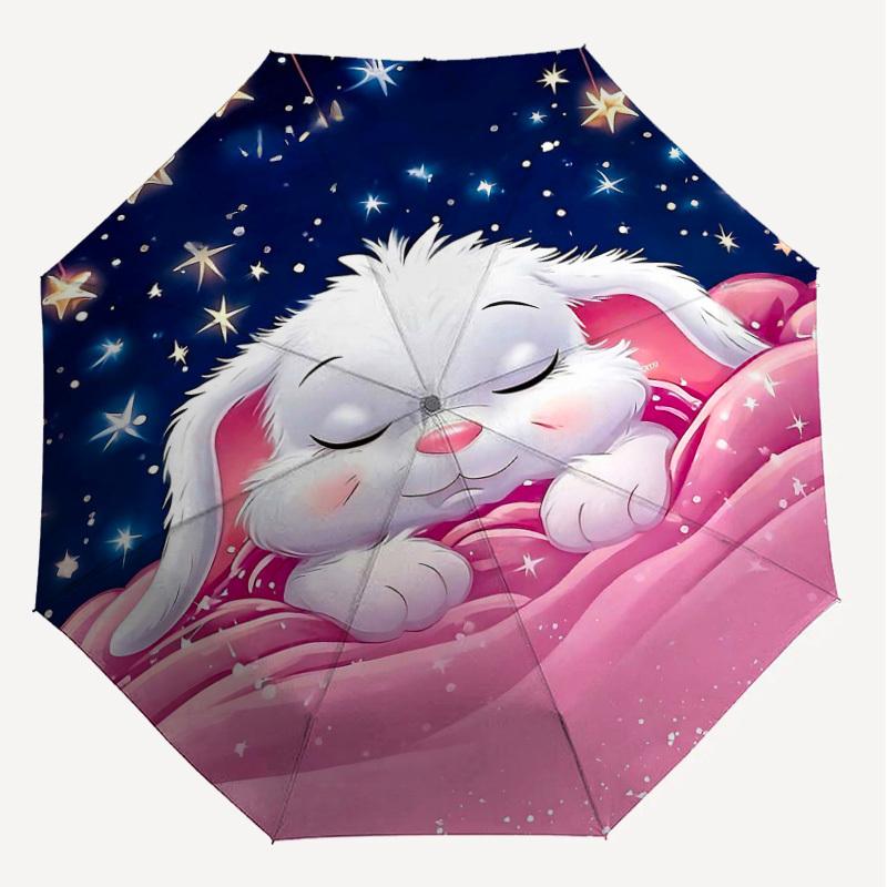 1PC Sleeping Bunny Umbrella-8-Rib Reinforced Portable Folding Travel Suitable for All Seasons Outdoor Daily Use  -J0321