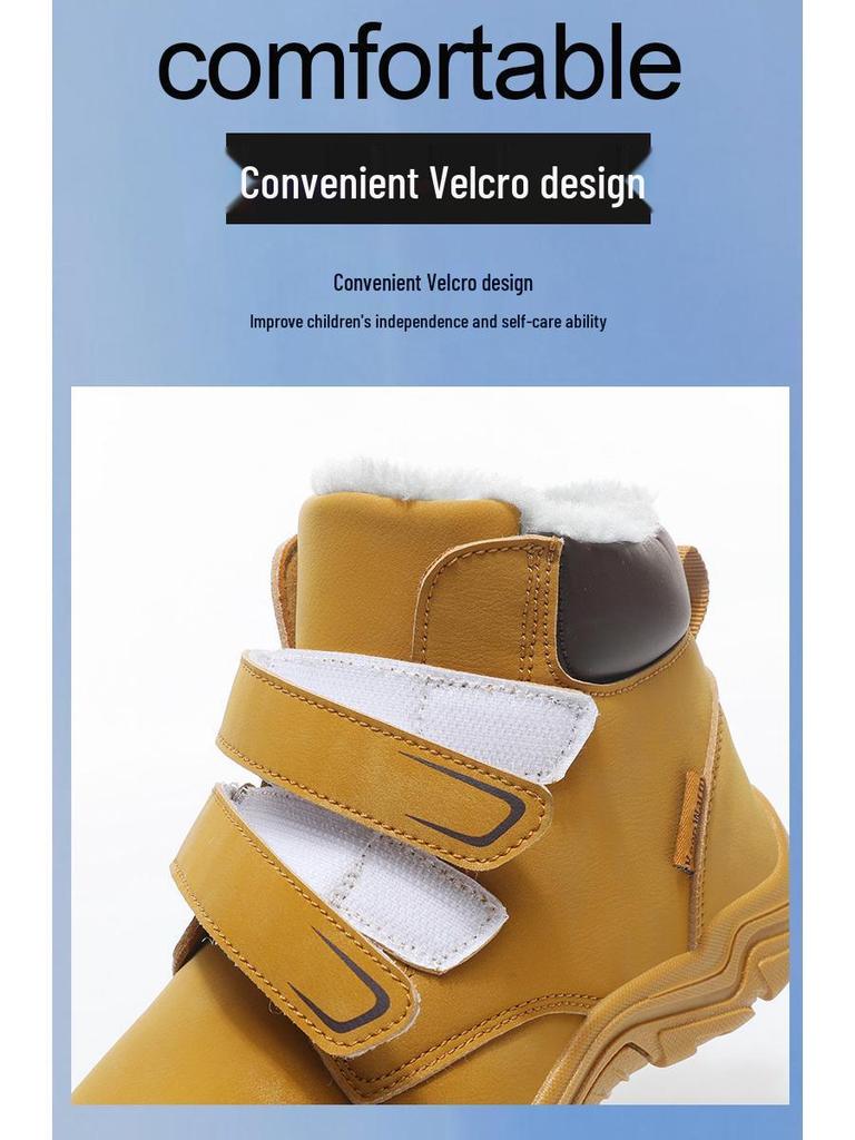 Trendy High-Top Winter Snow Boots for Kids - Warm Cotton Casual Footwear