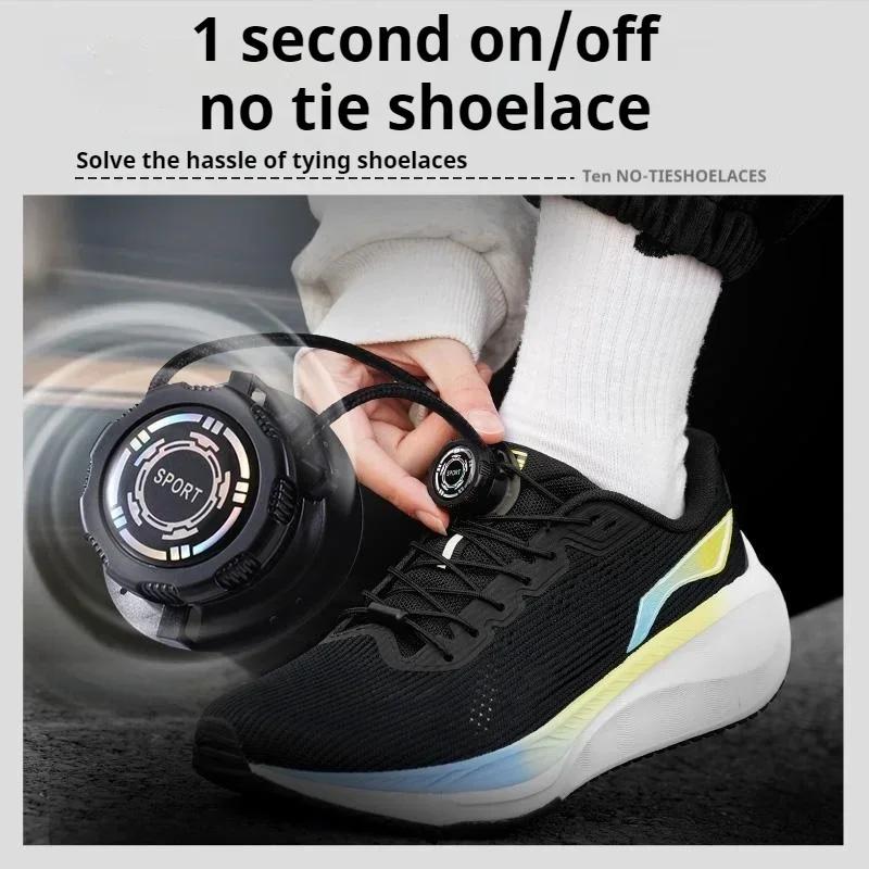 New Automatic Shoelaces Without Ties Black White Swivel Buckle Shoe Laces Thick Rope Sneakers Easy Installation No Tie Shoelace