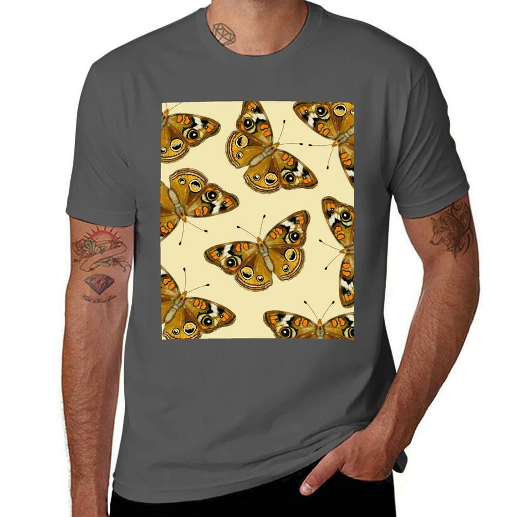 Common Buckeye Butterfly Junonia coenia Illustration TShirt Work Utility Casual Tee Shirt
