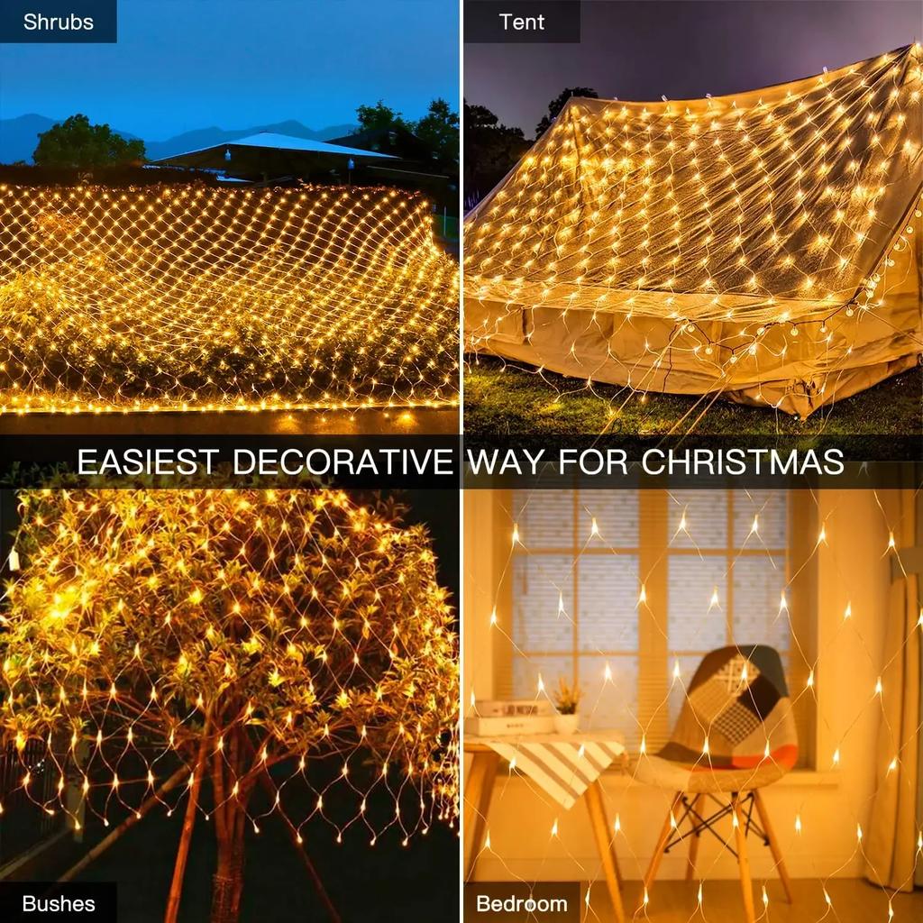 1pc 192LED EU Plug LED Net Mesh String Decorative Lights,3*2M Christmas Window Decoration Mesh Lights For Garden Party Weddings