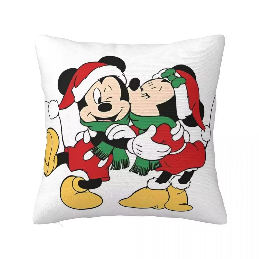 2026 Nové Vánoce Veselý Kreslený Mickey a Minnie Oboustranně Tištěný Čtvercový Povlak na Polštář Ložnice Obývací Pokoj Povlak na Polštář