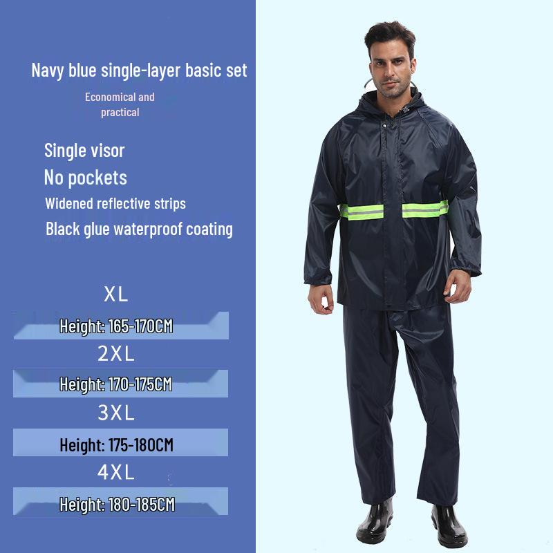 Shangqiu Reflective Raincoat & Pants Set - Waterproof, Durable, Full-Body Protection for Motorcycle Riding, Flood Control, and Labor Safety.