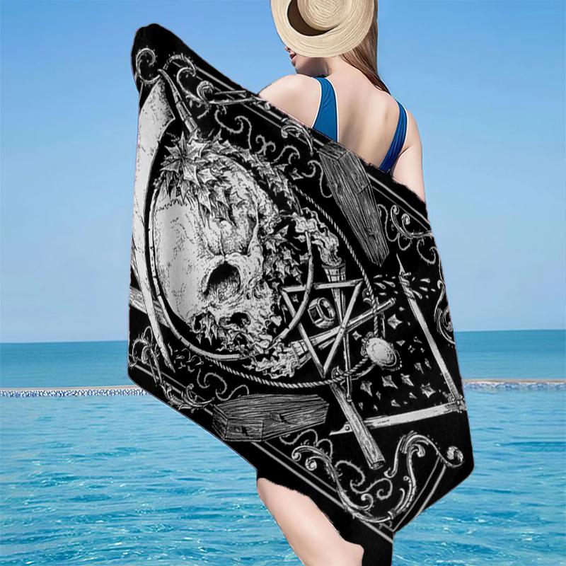 Day Of The Dead Skull Beach Towel, Super Soft Microfiber, Gift for Her/Him, Birthday, for Pool, Beach, Travel, Home Decor Fan gifts