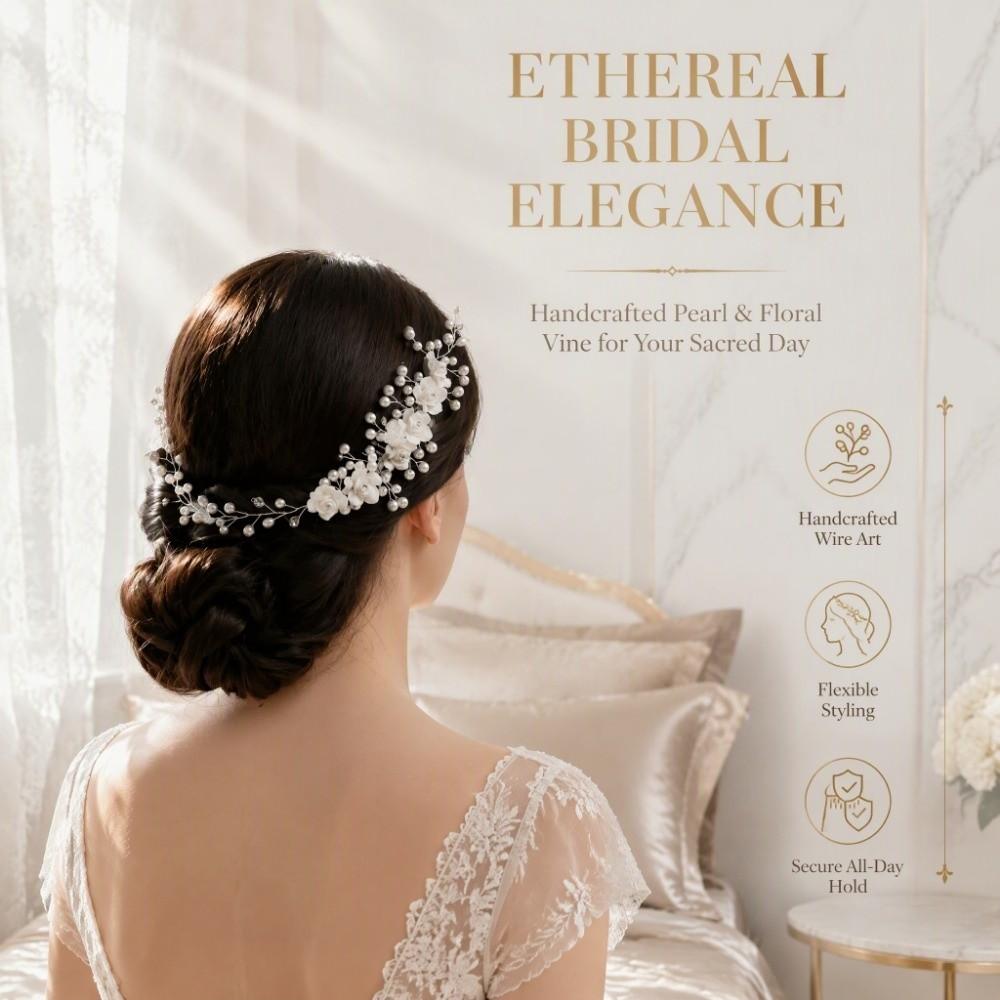 Fashion Pearl Hair Comb Vintage Flower Hair Comb Bridal Hair Accessories Engagement Party