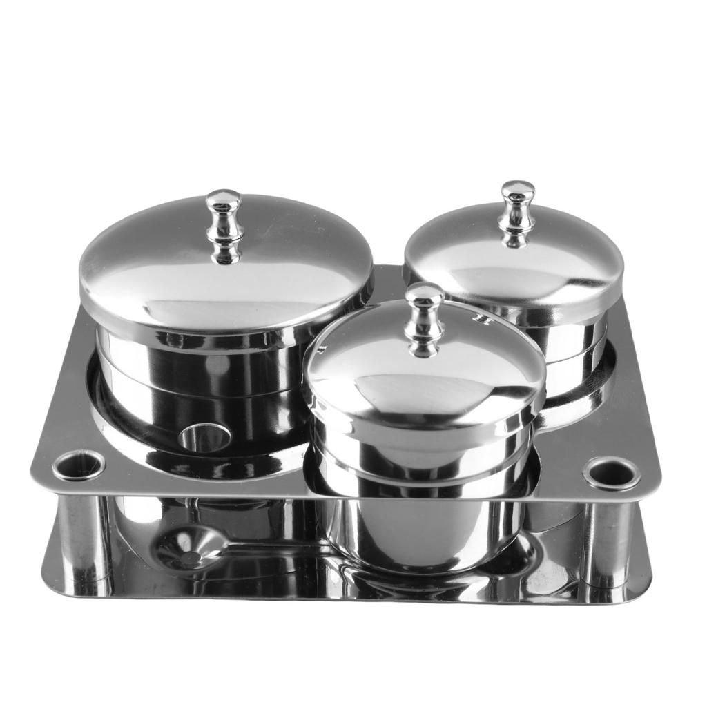3pcs Stainless Steel Nail Art Mini Powder & Liquid Set Cans Storage Box Compact Manicure Tools