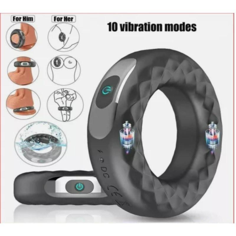 Men Usb Rechargeable Circular Ring Penis Vibrator Masturbator Sex Toys 10 Speeds