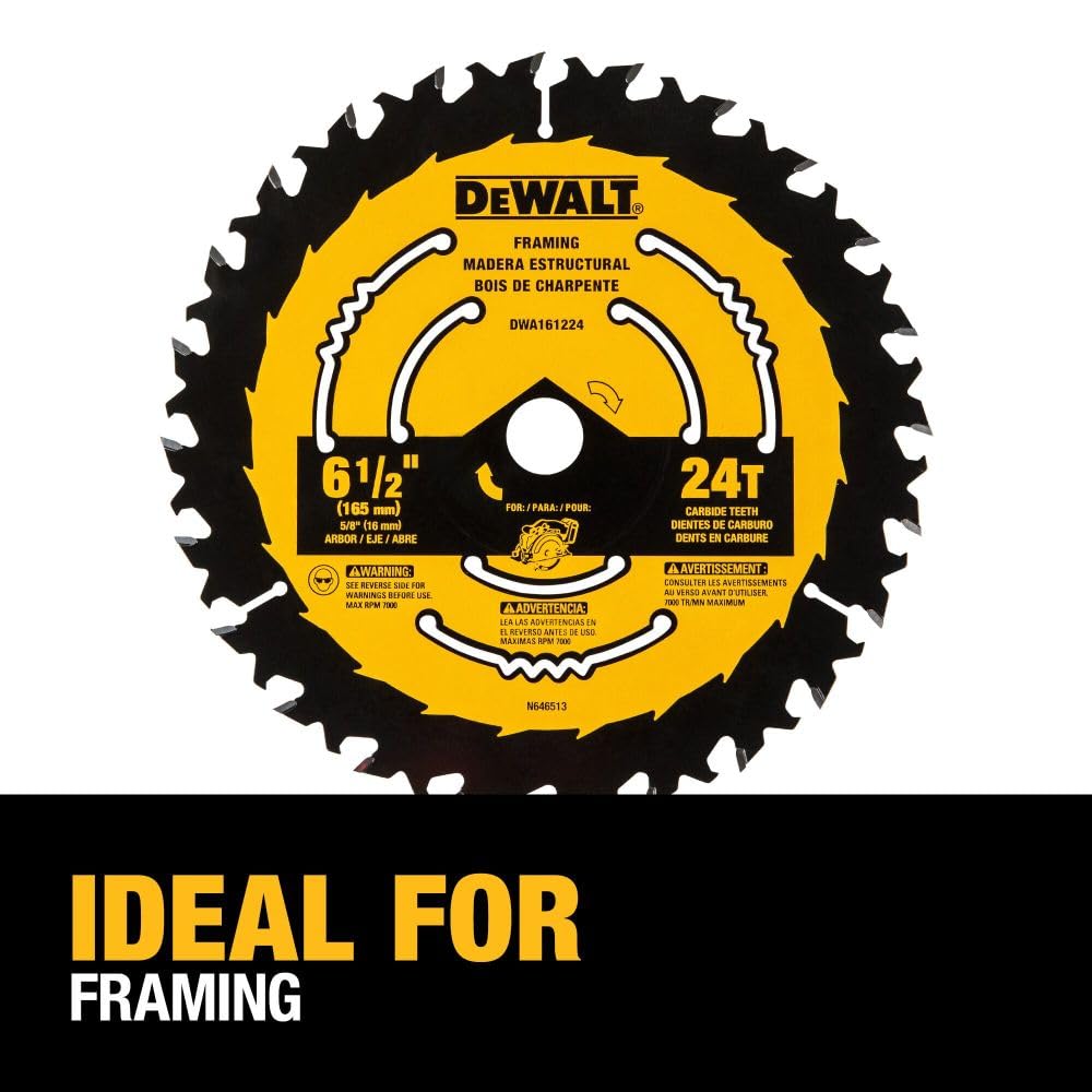 Circular Saw Blade, Tungsten Carbide, 24 Teeth, 6-1/2-In. DWA161224