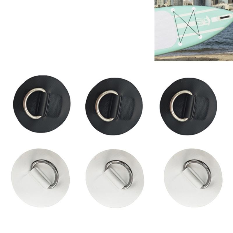 Stainless Steel D-Rings Patches Deck Rigging Rope Rings Buckle Round Rings Pad for Kayaks, Inflatable Boats, canoes