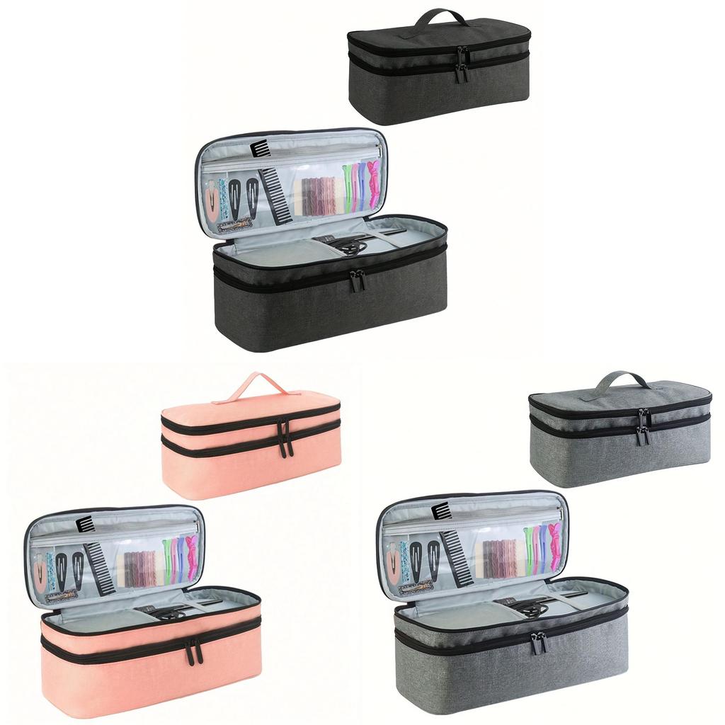 Travel Cosmetic Bag With Double Layer Large Capacity For Makeup And Hair Styling Storage