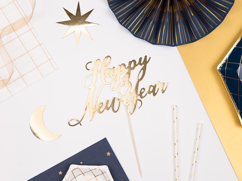 Happy New Year Cake Topper Gold 24cm 1 pcs