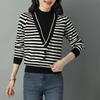 Early Autumn Women's Knitwear Half High Neck Clashing Stripe Sweater Bottom Sweater
