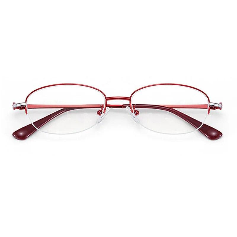 New Women's Anti-blue Reading Glasses Half Frame Hanging Wire Fashion Business Presbyopia Glasses Reading Glasses For The Elderl