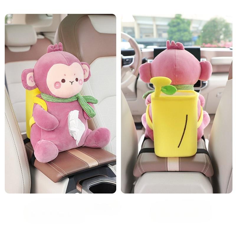 Fisherman Duck 2-in-1 Car Armrest Box Tissue Box with Creative Cute Cartoon Tissue Case Paper Box Garbage Can Car Storage