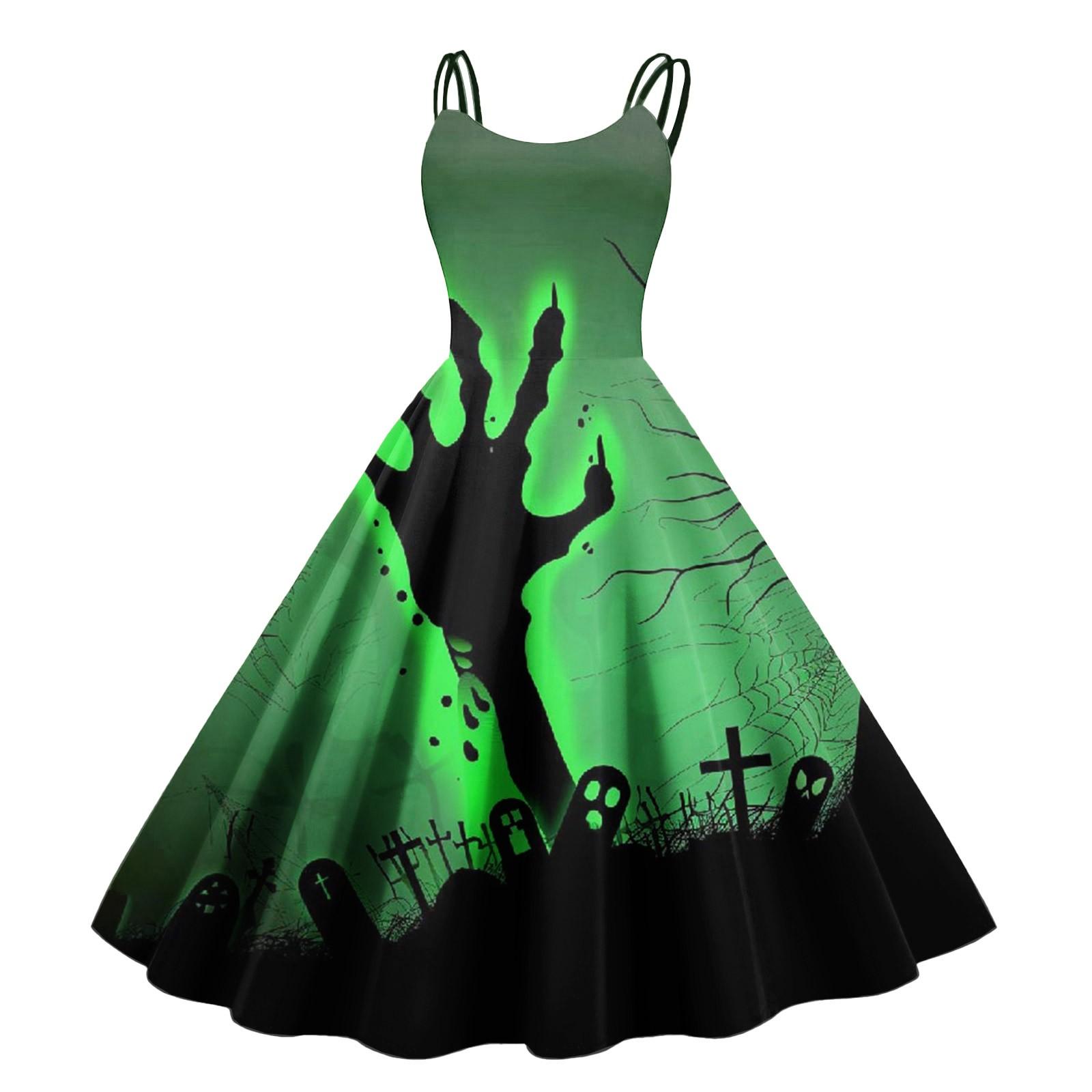 

Женское модное платье с принтом на Хэллоуин, сексуальное, с открытыми плечами, винтажное XL