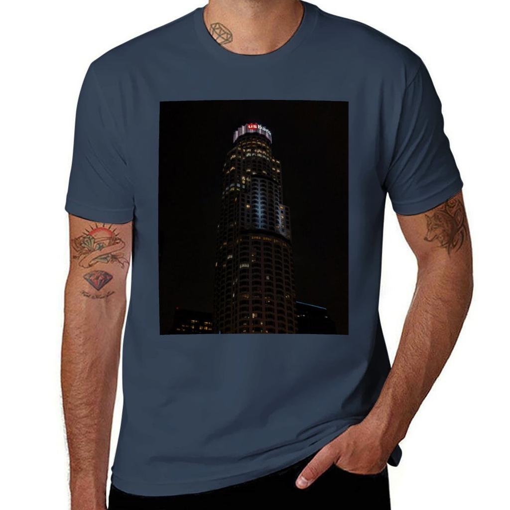 Us Bank Tower Los Angeles Tshirt Minimalist Casual Short Sleeve Top