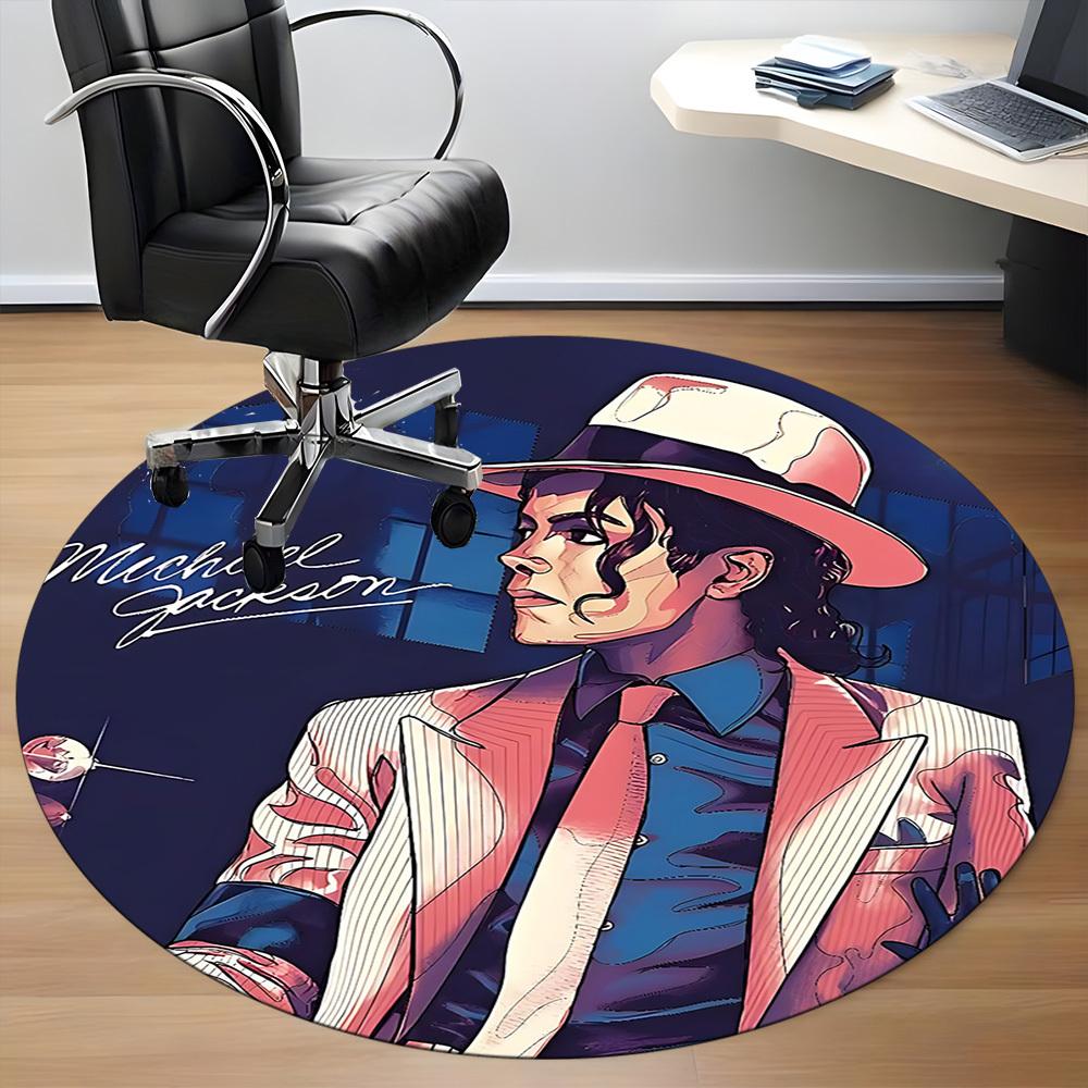 1 Stück Michael Joseph Jackson Büro Runder Teppich, Unter Bürostühlen Schlafzimmer Wohnzimmer Heimdekoration a1022304