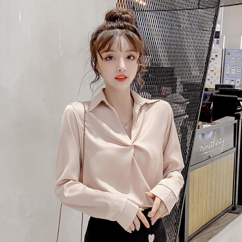 French Chiffon White Women's Retro Slim Shirt - 2024 Autumn Collection